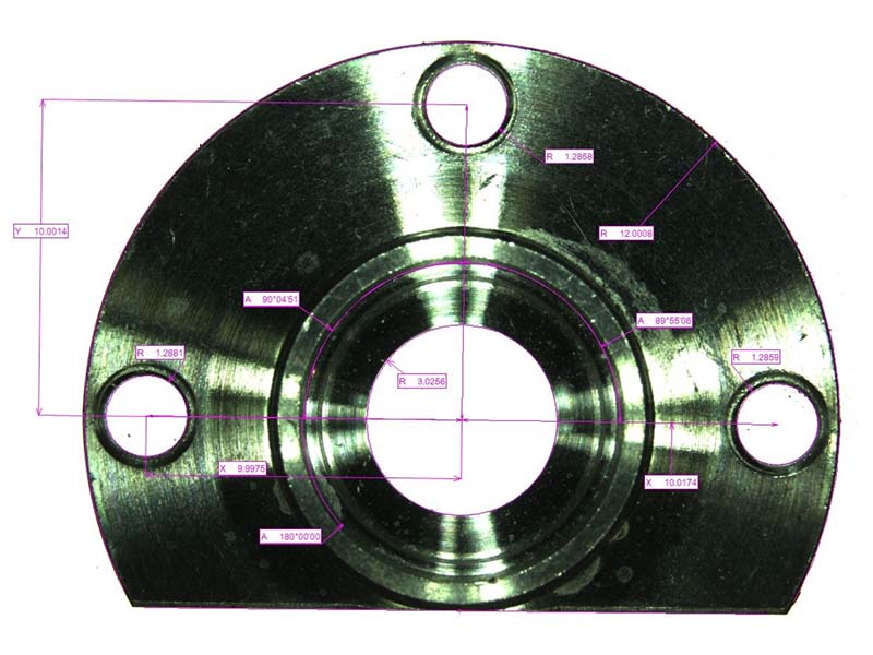 metal circular component with measurement marked up