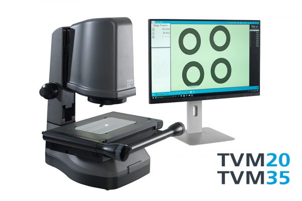 TVM digital measuring microscope showing 4 washers on a monitor for measuring