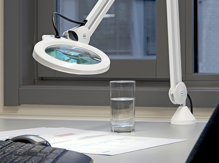 LFM LED bench magnifier in office