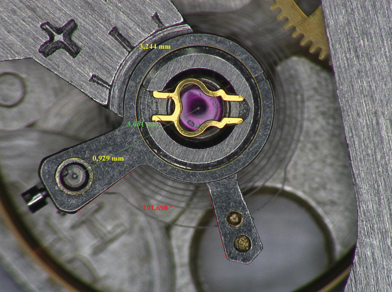 measurement of watch mechanism under magnification