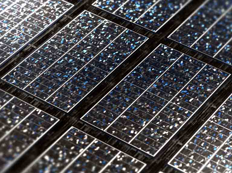 Close up of solar cells for green technology
