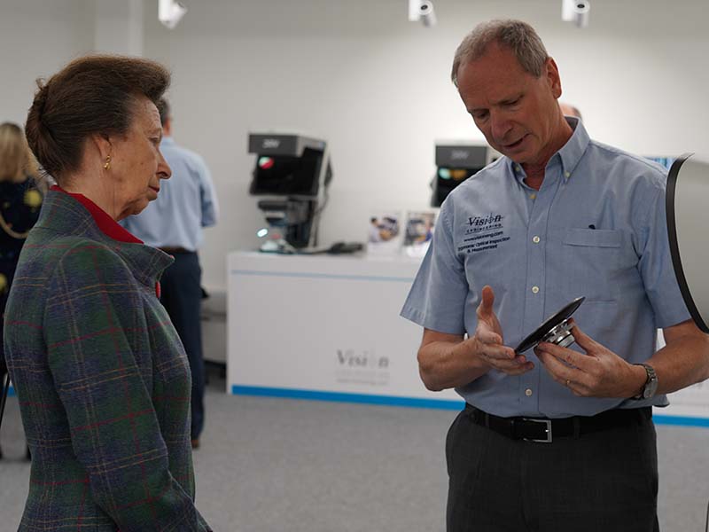 HRH Princess Anne talking to Graham Mercer, Director at Vision Engineering Ltd