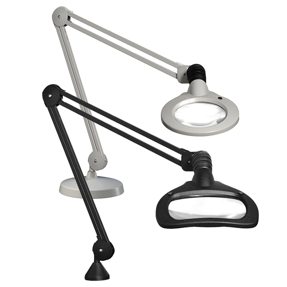 Illuminated bench magnifiers