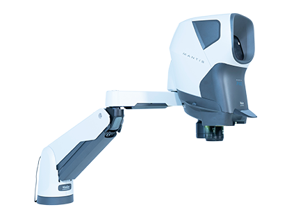 Mantis PIXO stereo microscope on verso stand with extension
