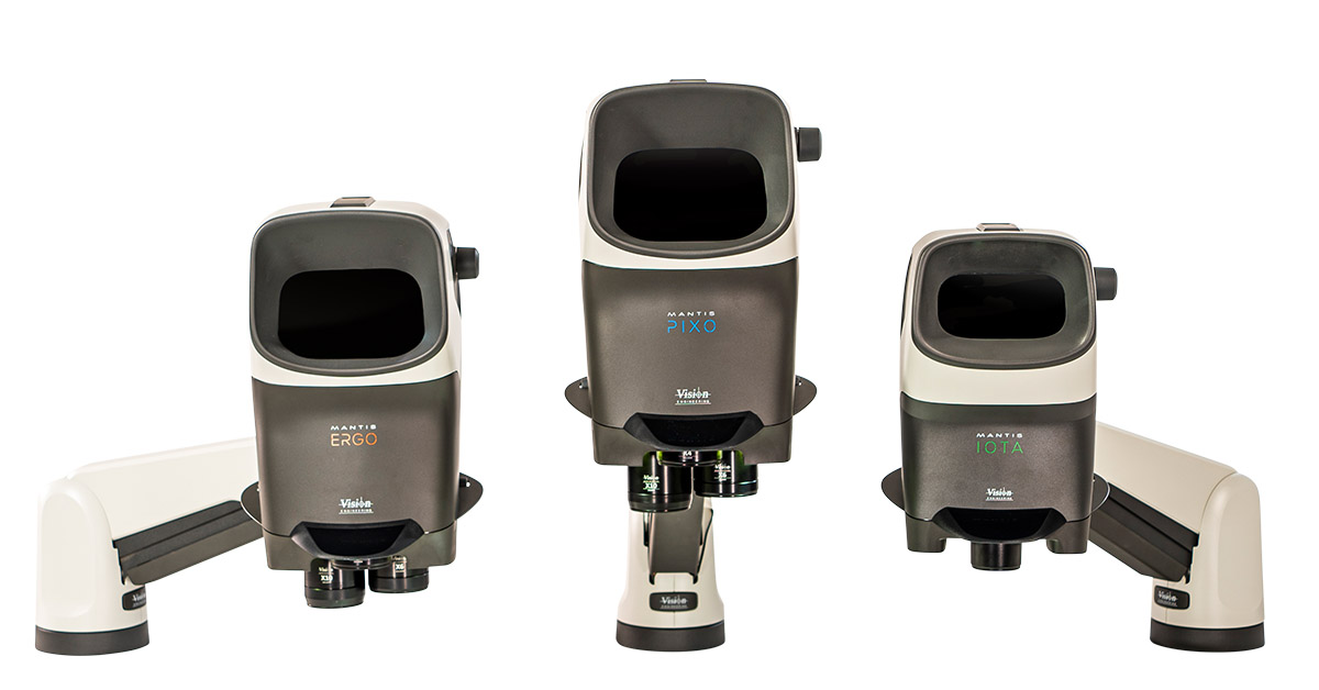 Row of Mantis stereo microscopes