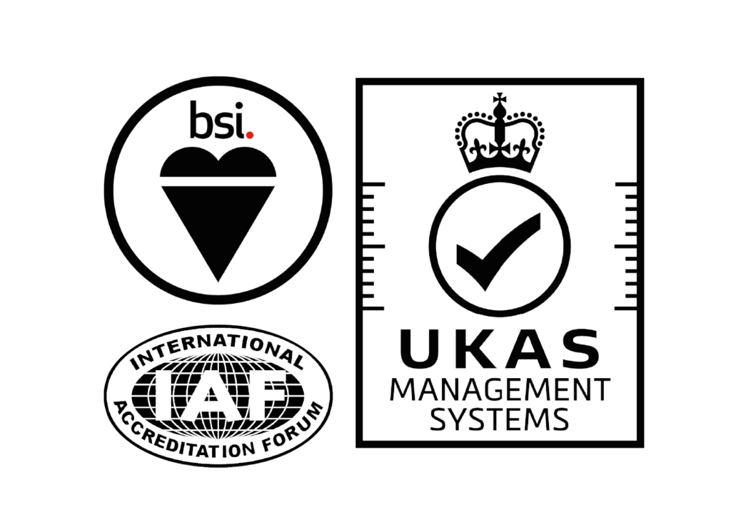 BSI, UKAS and IAF accreditation logos