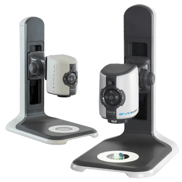 EVO Cam series HD digital microscopes, showing EVO Cam II and EVO Cam ICON models.