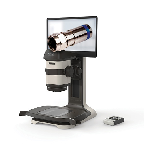 Microscopio estereoscópico digital ProteQ VISO 3D que muestra un componente metálico 3D