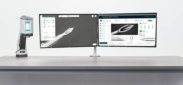 AURA-Touch-Verso-2-Screens-750×350 EVO Cam AURA Touch on a Verso arm with two display monitors