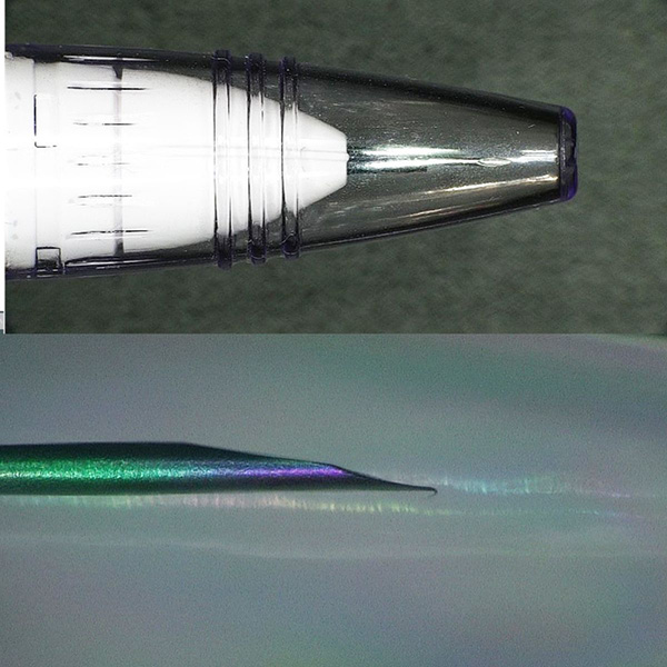 medical-tip-with-and-without-cover-600×600 Medical tip being inspected with and without the plastic cover